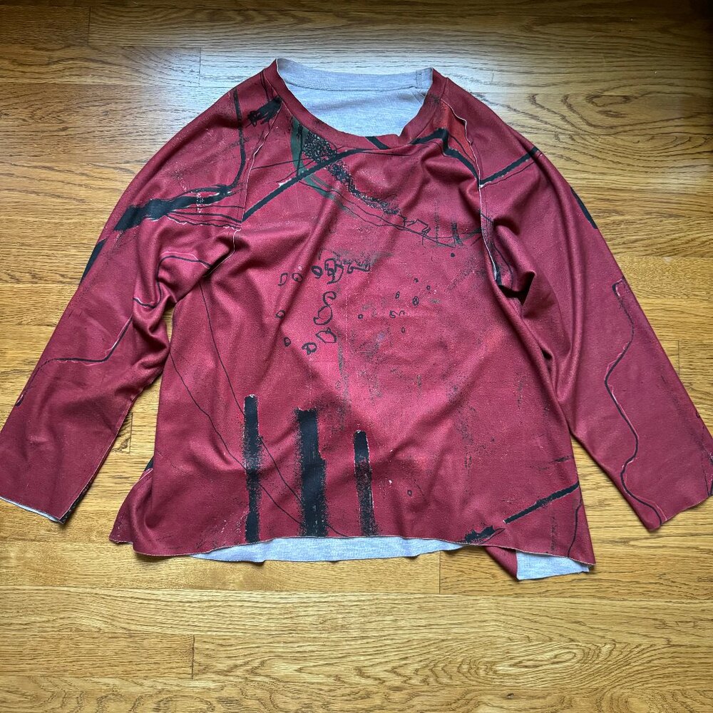 Red Printed Long Sleeve Pullover